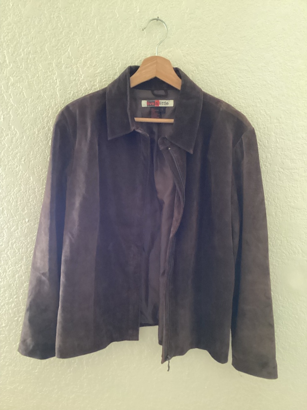 Vintage 90s Chocolate Brown Suede Leather Jacket Womens